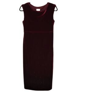 Rabbit Rabbit Beaded Front Dress Sleeveless Scoop Neck Faux Velvet Burgundy 8 M